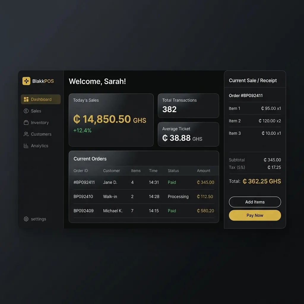 BlakkPOS dashboard UI preview
